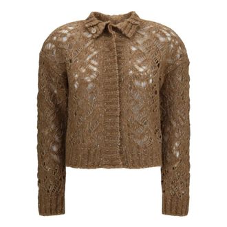 Max Mara Quarto Openwork Vest - Dames - Truien - Grijs - Maat: M Wol