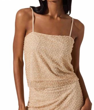 Astr Messina Pearl Embellished Top In Champagne