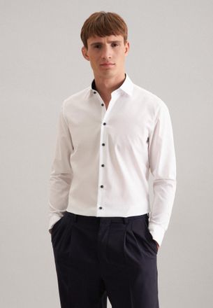 Seidensticker Businesshemd SEIDENSTICKER Schwarze Rose, Herren, Gr. XXL (45), normale &Auml;rmell&auml;ngen, weiss (wei&szlig;), 100% Baumwolle, unifarben, tailored fit, 2-Knopf-Ma