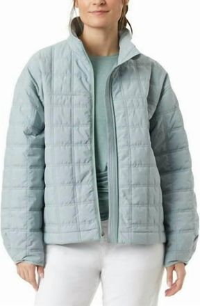 G.H. Bass & Co. Womens Oversized Puffer Jacket In Silver Blue Green