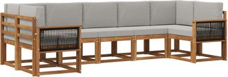 vidaXL Conjunto De Sof&aacute;s De Exterior 7 Uds. Natural Y Gris Claro Vidaxl