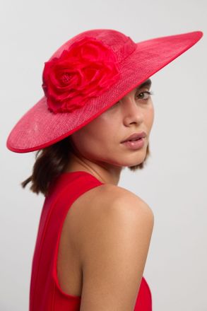 Karen Millen Womens Grosgrain Trim Large Disc Flower Fascinator - Red - One Size