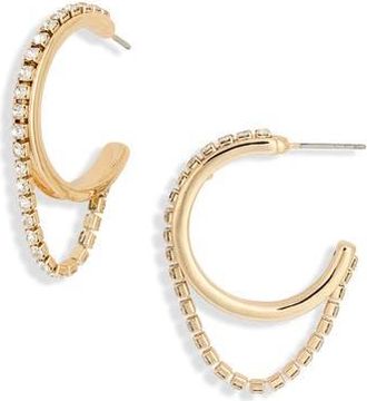 Nordstrom Rack Draped Crystal Chain Hoop Earrings in Clear- Gold at Nordstrom Rack