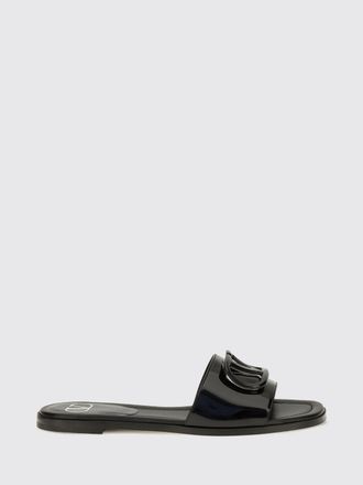 Valentino Garavani Sandali slide VLogo Signature in pelle verniciata con tacco basso
