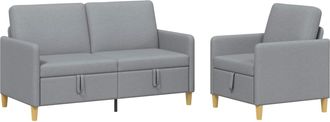 vidaXL Juego De Sof&aacute;s Con Almacenamiento 2 Uds. Gris Claro Poli&eacute;ster Vidaxl