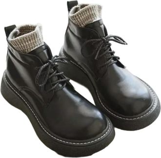 Generic QXDZSW Women Wide Head Round Head Short Boots Waterproof Plush Warm Woolen Yarn Mouth Womens Shoes Ugly Cute Shoes Women