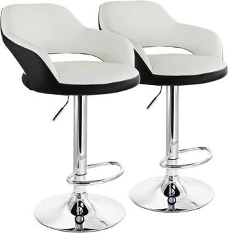 Elama 2 Piece Tufted Faux Leather Two Tone Adjustable Bar Stool in Black at Nordstrom