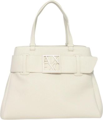 A|X Armani Exchange Handbags, female, White, ONE SIZE, Faux Leather Handbag with Front Logo