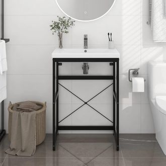 vidaXL Estructura De Lavabo De Hierro Negro 59x38x83 Cm Vidaxl