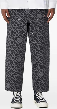 A Bathing Ape Jeans con stampa - Nero