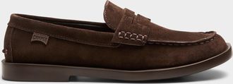 Camper Mens Don brown suede penny loafers Men
