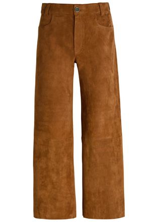 Stouls Lilou Stretch-suede Trousers - Tan - S (UK8-10 / S)