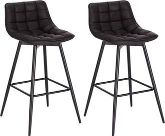 Woltu Woltu - 2x Taburete De Bar Con Respaldo Paquete De 2 Marco De Metal Muebles Cocina Asiento De Cuero Sint&eacute;tico Taburete Alto Cocina Sillas Alta Bar Coc
