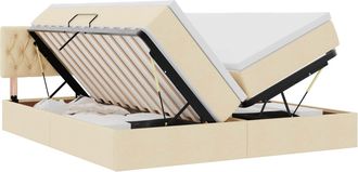 vidaXL Cama De Almacenamiento Led Con Colch&oacute;n Crema 180 X 200 Cm Tela Vidaxl