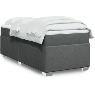vidaXL Vidaxl - Cama Box Spring Con Colch&oacute;n Tela Gris Oscuro 90x200 Cm