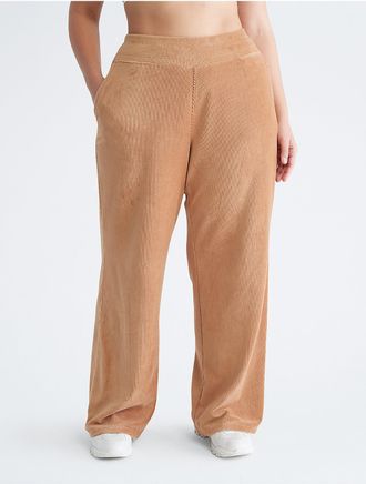 Calvin Klein Womens Plus Size Performance Wide Leg Pants - Brown - 3X
