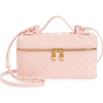 Bottega Veneta Intrecciato Leather Convertible Vanity Case in 6850 Rose-Gold at Nordstrom