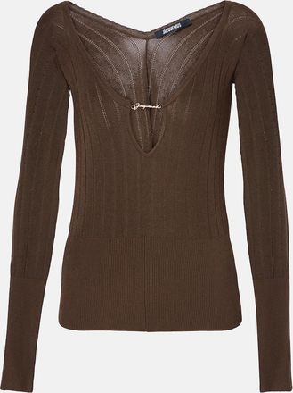 Jacquemus Top Pralù in maglia a coste con logo