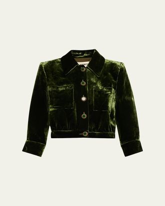 L'agence Jia Cropped Velvet Jacket