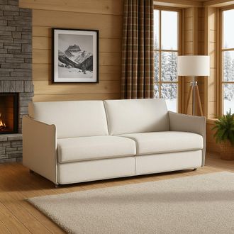 Dmora Dmora - Sof&aacute; Fijo 2 Plazas Monleale, Sof&aacute; Lineal Para Sal&oacute;n, Acolchado, Desenfundable, Calidad 100% Made In Italy, 160x95 H90 Cm, Beige