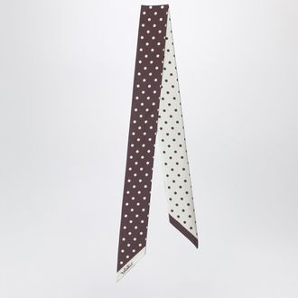 Valentino Garavani Brown Scarf With Butter Colored Polka Dots