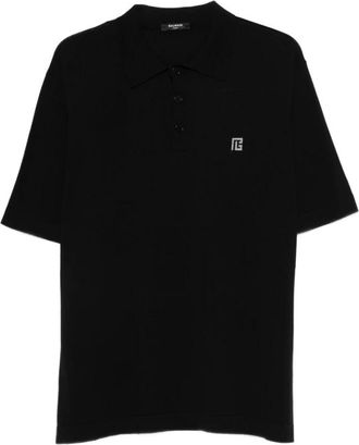 Balmain Geborduurde katoenen polo - Heren - Polos - Zwart - 2XL - Katoen - Tops