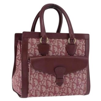 Dior Pre-owned Trotter Canvas Hand Bag - Dames - Pre-owned - Rood - Maat: ONE Size Leer