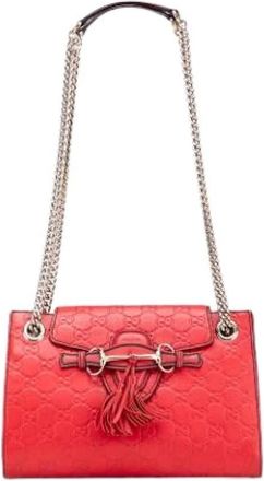 Gucci Pre-owned Shoulder Bags, female, Red, Size: ONE SIZE Pre-owned Leather Shoulder Bag