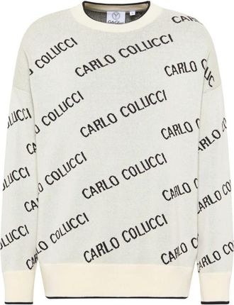 Carlo Colucci Oversized Gebreide Trui - Heren - Ronde hals truien - Wit - XL - Truien & Vesten