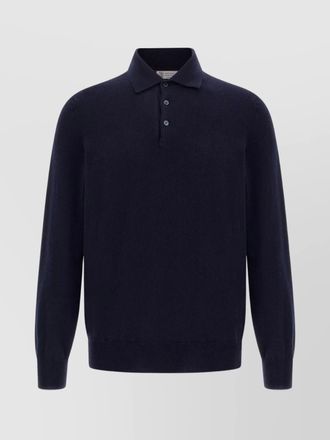 Brunello Cucinelli collared cashmere polo with ribbed cuffs