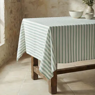 Muare Home Mantel antimanchas xl 100% algod&oacute;n verde y blanco 180x300 cm