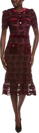 NVLT Nvlt Lace Velvet Midi Dress