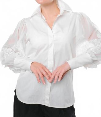Milva Mi. Sheer Lace Sleeve Blouse In White
