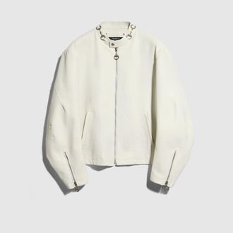 Gucci Treated Bull Leather Jacket, Size XXS, White, Ready-to-wear