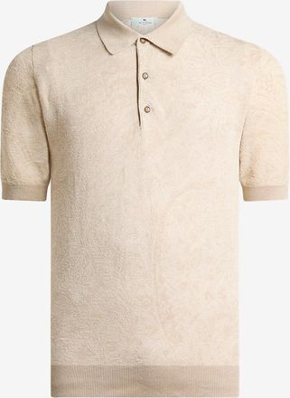 Etro Kurzarm-Jacquard-Strick-Polohemd aus Baumwolle mit Paisley-Motiv