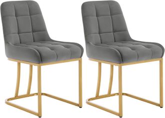 Woltu 2x Sillas Modernas De Terciopelo Para Comedor, Sal&oacute;n, Cocina, Asiento, Gris Oscuro - Woltu