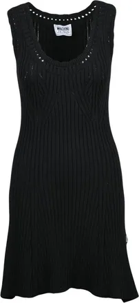 Moschino Kleedjes, Dames, Zwart, S, Katoen, Gebreide jurk van stretchstof