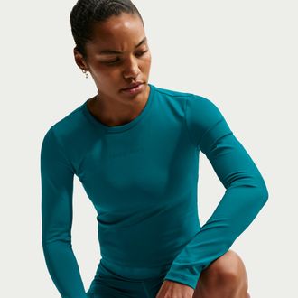Nike Womens Nike Pro Sculpt Dri-FIT Long-Sleeve Top in Blue | IM9970-372
