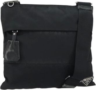 Prada Pre-owned Cross Body Bags, female, Black, Size: ONE SIZE Pre-owned Nylon Cross Body Bag