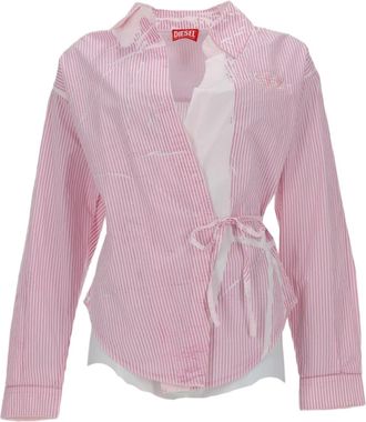 Diesel Pink Vertical Seam Wrap Blouse