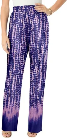 Roaman's Ultra Drape Pull On Pant in Mauve Tie Dye Border at Nordstrom, Size Large