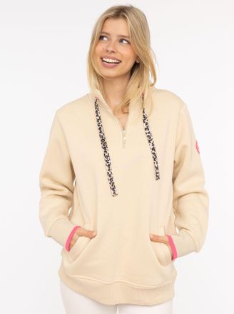 Zwillingsherz Troyer ZWILLINGSHERZ Wild Vibes, Damen, Gr. L/XL, beige, angeraute Sweatware, Obermaterial: 50% Baumwolle, 50% Polyester, h&uuml;ftbedeckend, ohne Ausschni