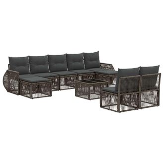 vidaXL Conjunto De Sof&aacute;s De Jard&iacute;n 10 Pcs Gris Y Gris Oscuro Vidaxl