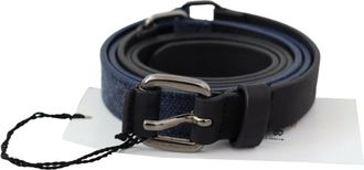 Costume National Womens Black Blue Leather Silver Logo Belt