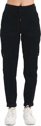 Judy Blue High Waist Cargo Cuff Jogger Denim Jeans In Black