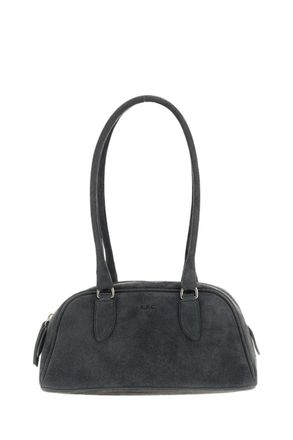 A.P.C. Structured Grey Suede Leather Shoulder Bag