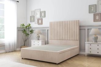 Sloomy Manhattan Naples Divan Bed Base 2 Drawers Foot-End - 26 Headboard in Silver | Size: Double