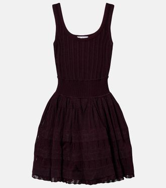 Alaia Ala&iuml;a Ribbed-knit scalloped minidress