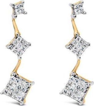 House of Brilliance 14K Yellow Gold 1 Ct Princess Diamond Earrings at Nordstrom