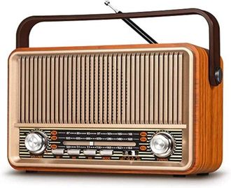No Brand Radio Vintage Am/fm/sw - Radio Bluetooth - Ricaricabile O Alimentata A Rete - Usb/tf/aux - Portatile - Adatta Agli Anziani